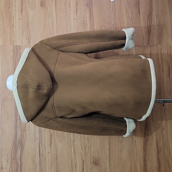 JONES new york brown fleece jacket with hoodie - Picture 4 of 6
